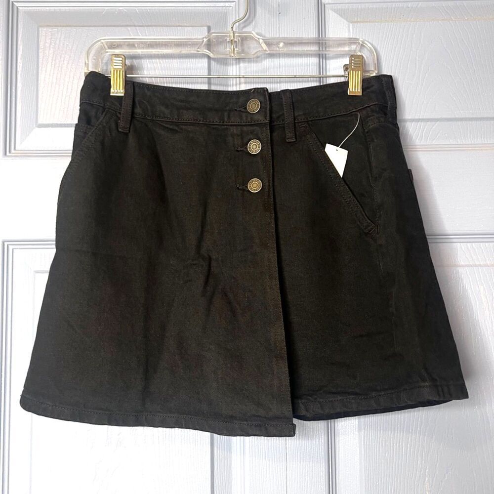 GAP NWT Black Denim Mini Skort 100% Cotton Skort Front Shorts‎ Back Size 28/6